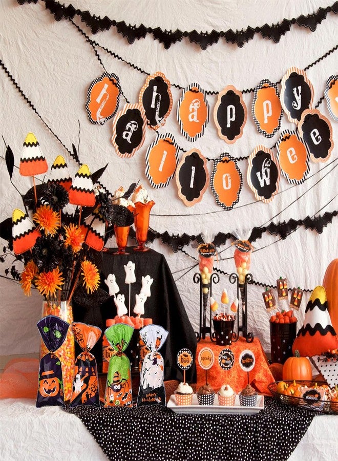 بيسماهير أكياس هدايا سيلوفان من BASEMMAHER للهالوين، 50 قطعة، أكياس حلوى، أكياس هدايا، أكياس بلاستيكية بنمط اليقطين والعنكبوت والشبح، أكياس هدايا لتزيين حفلات الهالوين. - Image 4